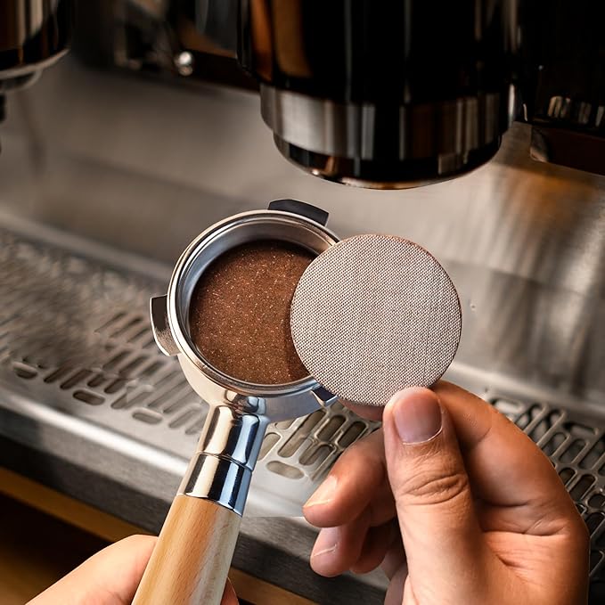 51 mm Bottomless Portafilter with Puck Screen 3 Ears Espresso Portafilter Compatible with Delonghi Dedica EC680, EC685,SMEG & EUPA Coffee Machines,Stainless Steel Porta filter and Maple Handle