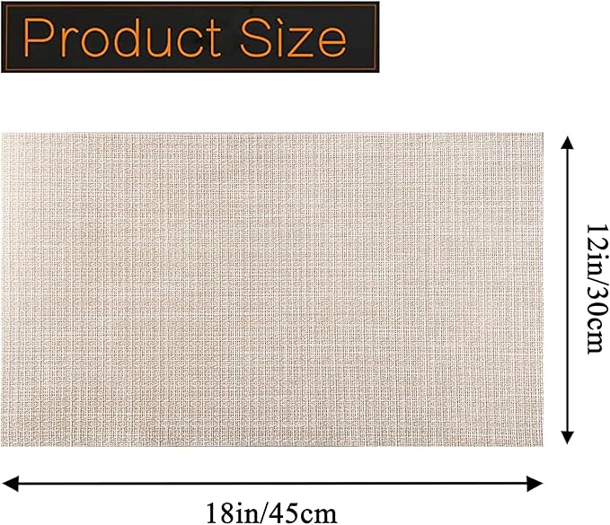 PIGCHCY Beige Placemats Set of 8 Vinyl PVC Durable Place Mats for Dining Table,Heat Resistant Non-Slip Woven Tabel Mats (18x12 inches, Beige)