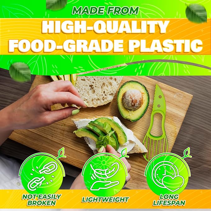 Avocado Slicer Tool 3 in 1 - Avocado Tool Avocado Peeler Kitchen Gadgets Avocado Cutter Tool Avocado Knife Tool Fruit Slicer Avocado Scooper Tool - Avocado Pit Remover Fruit & Vegetable Tools