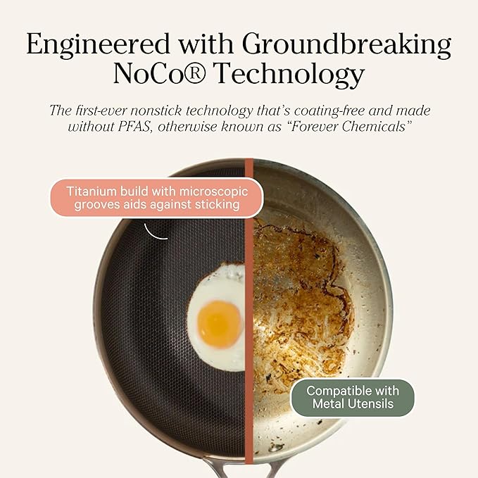 Our Place Titanium Large Always Pan Pro - 12.5” (4.2 Qt) No-Coating Nonstick Skillet | Tri-Ply Titanium & Stainless Steel | Safe for Oven, Induction & Cooktops up to 750°F | Includes Spatula | Gold