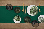 Solino Home Linen Rainforest Green Table Runner 72 Inches Long - 100% Pure Linen Hemstitch Table Runner 14 x 72 Inch for Dresser, Dining, Fall, Autumn - Classic Hemstitch