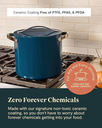Caraway Stock Pot - 12 Qt Ceramic Coated Pot With Lid - Fee From Forever Chemicals - Large Pot for Bigger Batches - White