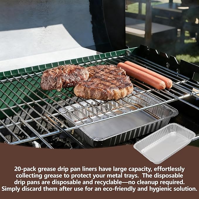 20-Pack Aluminum Grill Drip Pans for 6415 Weber Grill, Universal Disposable Foil Grease Tray Liners for Weber Spirit, Traveler, Genesis, Q Series