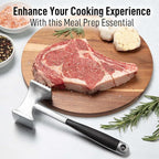 Zulay Kitchen Professional Meat Tenderizer Tool - Dual Sided Meat Mallet Pounder With Comfort Grip Handle - Heavy Duty Meat Hammer Tenderizer - Meat Tenderizer Mallet & Meat Pounder - (10”) Black