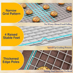 2PCS Cooling Racks for Cooking and Baking - 10" x 15"Heavy Duty Stainless Steel Wire Rack for Baking, Grilling, Roasting - Oven & Dishwasher Safe - Fits Jelly Roll Sheet Pan-Silver