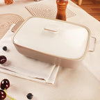 10" x 7" Casserole Dish 1.7 Quart Ceramic Bakeware Set with Lids, Chip and Crack Resistant Ceramic Casserole Dish with Handle 11.6 In, Microwave, Dishwasher, Oven, Freezer and Fridge Safe
