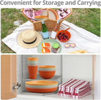 Tanice Camping Plates and Bowls Set for 4, 12-Piece Unbreakable Plastic Dinnerware, Microwave & Dishwasher Safe, Dinnerware Set with Pltaes, Bowls, Cups for Outdoor Picnic, RV, Travel Essentials