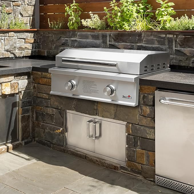 Stanbroil 28-Inch Premium Built-In Liquid Propane Griddle for Outdoor Kitchen Grill, Durable Stainless Steel 2-Burner Flat Top Grill with Lid for BBQ Island, 34,000 BTUs