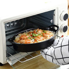 Bruntmor 8" x 5" Oval Porcelain Ceramic Deep Dish Pie Pan Set of 4, Double Handle Au Gratin Baking Dishes, Oven Safe Roasting Lasagna Pan For kitchen- Black