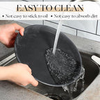 Zopeal 8 Pieces Black Round Restaurant Serving Tray, Plastic Non Slip Surface Food Meals Server Tray with Raised Edges for Home, Kitchen, Restaurant, Cafeteria, Bar (11",14",16",18")