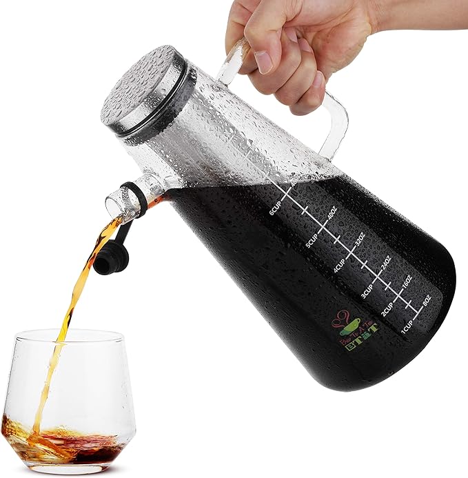 BTaT- Cold Brew Coffee Maker, 2 Liter (2 Quart, 64 oz), Iced Coffee Maker, Iced Tea Maker, Cold Brew Maker, Tea Pitcher, Coffee Accessories, Iced Tea Pitcher, Cold Brew System