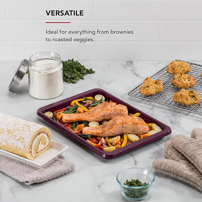 KitchenAid 9x13in Nonstick Aluminized Steel Baking Sheet, Beetroot