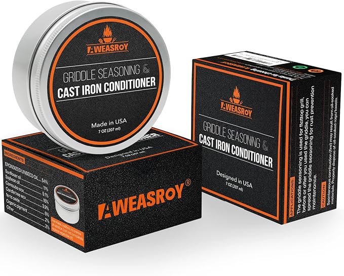 AWEASROY Griddle Seasoning for Blackstone and Cast Iron and Carbon Steel Seasoning, Maintain a Cleaner Non-Stick Skillet, 7 Ounce(2 Packs)