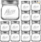 12PCS Wide Mouth Mason Jars 16oz with Airtight Lids and Bands, Canning Jars with Crystal Glass for Food Storage, Spice Jars, Canning, DIY Projects, Jam, Jelly, Honey, Preserving, Drinking