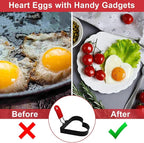 3.5 Inch Heart Egg Rings for Frying Eggs with Foldable Handle, 2 Pack Stainless Steel Heart Egg Shaper, Eggs Mcmuffin Ring Mold for Camping Pancake Sandwiches