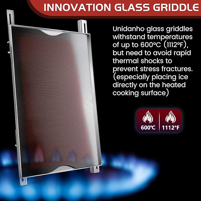 Gas Grill Griddle, Stove Top Griddle Pan for Weber Cooking Pan for Nexgrill Charbroil Napoleon Flat Plate Adjustable Glass Griddle Insert Stovetop Grills Replacement Outdoor Camp Camping Cookware Part