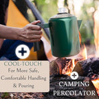Mixpresso Green Stainless Steel Coffee Percolator Stovetop, 37oz Classic Percolator Coffee Pot, Great For Camping Pot, 5-8 Cup Stove Top Espresso Maker, Cool-Touch Handle