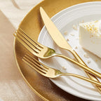 KINGSTONE Silverware Set, 40-Piece Flatware Set Cutlery Set Premium 18/10 Stainless Steel, Tableware Include Forks Knives Spoons for Home Kitchen Restaurant Wedding, Dishwasher Safe, Gold