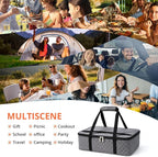 Casserole Carrier - Large Portable Insulated Food Carrier for Hot or Cold Food, Lunch Tote Warmer or Cooler Bag, Lasagna Lunch Bag for Work Picnic Hiking Beach - Fits 16" x 10"Baking Dish-Grey