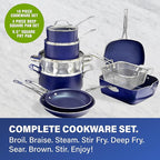 Granitestone Ceraluxe 20Pcs Ceramic Cookware Set Nonstick, Complete Pots and Pans Set Non Stick with 5 Pc Bakeware Set, Deep Frying Pan Set, & Steamer, Non Toxic PFOA Free, Oven & Dishwasher Safe