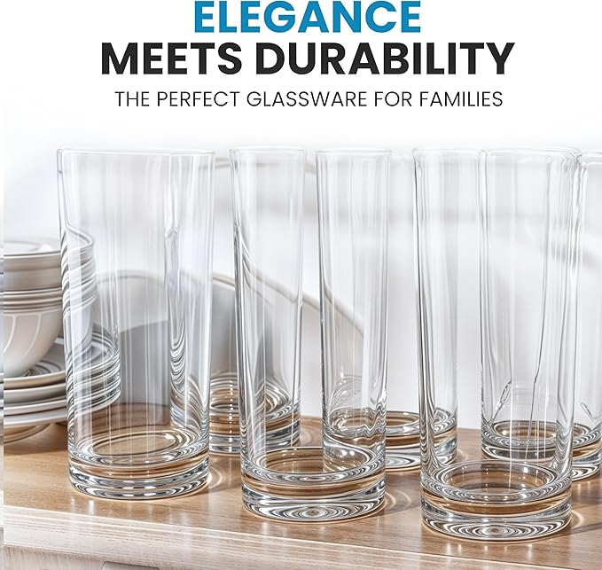 Zulay Kitchen Acrylic Glasses Drinkware - 6 Piece Unbreakable Plastic Tumblers - BPA-Free, Reusable Plastic Drinking Glasses for Home & Outdoors - Stackable, Lead-Free & Dishwasher Safe - (16 oz)