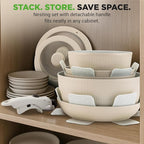 NutriChef 18-Piece Ceramic Cookware Set with Detachable Handles, Non Stick Pots and Pans, PTFE-Free Natural Ceramic Coating, Space-Saving Design, Oven & Stove Safe, Includes Utensils, Cream