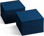 Disposable Linen-Feel Cocktail Napkins, 200-Pack 5" x 5" BLUE Paper Beverage Napkins For Bar, Restaurant And Café, Dessert Napkins For Party, Wedding Or Event