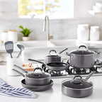 Amazon Basics Aluminum 12-Piece Cookware Set, Gray - Pots, Pans and Utensils