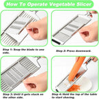 Suuker 4 in 1 Vegetable Cutter with Cheese Grater, Carrot Grater, Cabbage Shredder, Cucumber Slicer - Stainless Steel Mandoline Slicer for Kitchen