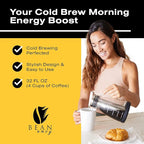 Bean Envy Cold Brew Coffee Maker - 32 oz Glass Coffee Cold Brew Maker and Pitcher w/Silicone Cap & Base