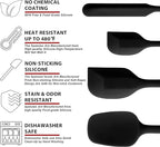 Anaeat 4 Piece Silicone Spatula Set - Seamless One-Pieces Design - Non Stick Rubber Spatulas Kitchen Scraper for Baking, Cooking, Scraping & Mixing, Heat Resistant & BPA Free & Dishwasher Safe (Black)