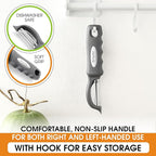 Spring Chef Premium Swivel Vegetable Peeler, Comfortable Handle and Ultra Sharp Stainless Steel Blades - Perfect Kitchen Peeler For Veggie, Fruit, Potato, Carrot, Apple - Gray