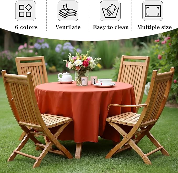Fitable 6 Pack Rust 108 Inch Round Tablecloths- Stain Resistant and Washable Table Cover, Polyester Fabric Table Cloth for Wedding, Party, Banquet, Formal Events