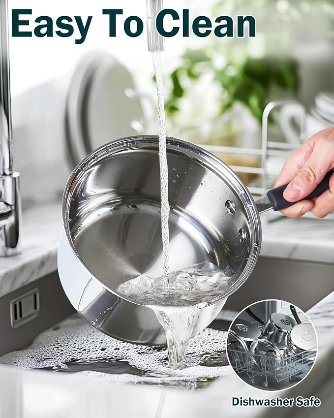 Cook N Home Stainless Steel Cookware Sets 10-Piece, Pots and Pans Kitchen Cooking Set with Stay-Cool Handles, Dishwasher Safe, Silver