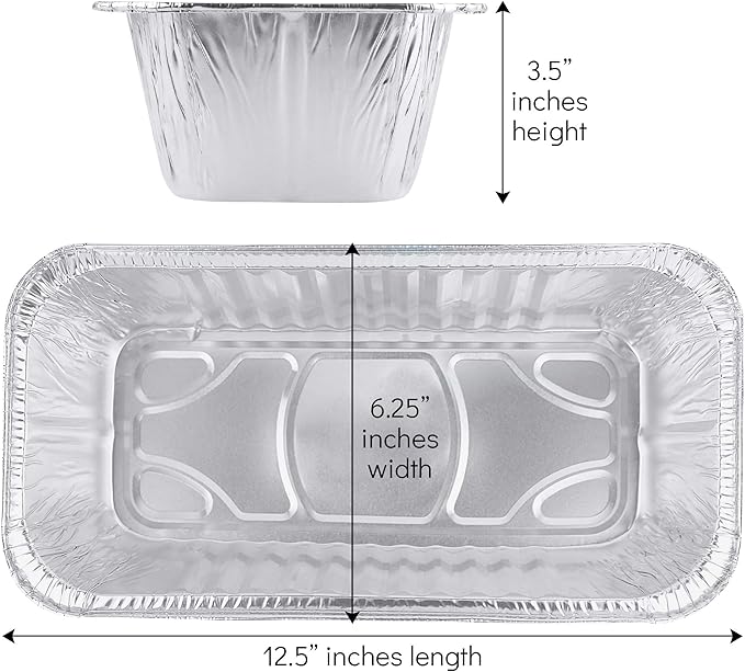 PLASTICPRO Disposable Loaf Pans Aluminum Tin Foil Meal Prep Bakeware - Cookware Perfect for Baking Cakes, Bread, Meatloaf, Lasagna (50, 5 Pound)