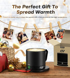 Heated Coffee Mug Rechargeable - Temperature Control Self Heating Coffee Mug 14oz with Lid, Double Sided & Real-Time LED Display, Hot up to 150℉, Birthday Gifts for Women and Men(Black)