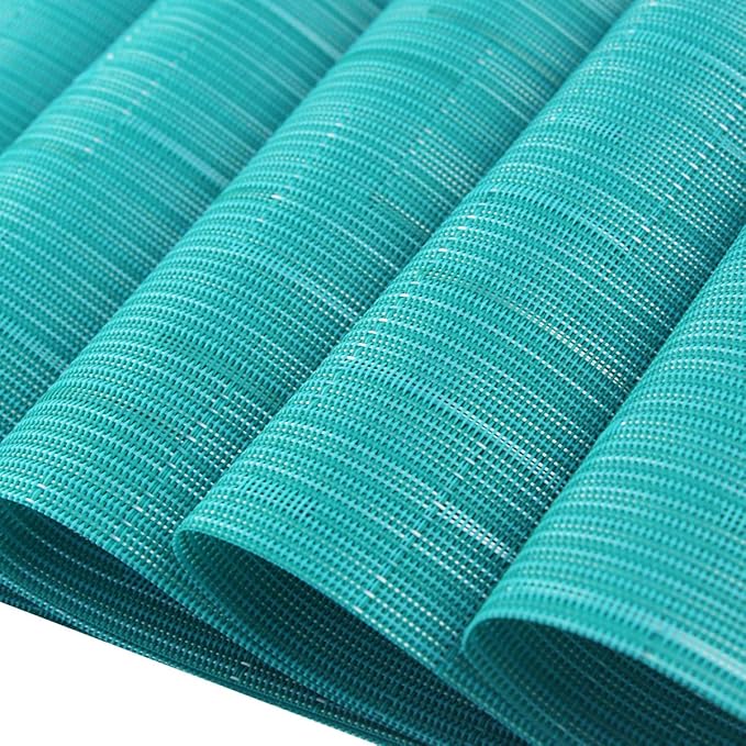 PIGCHCY Elegant Placemats and Table Runner, Durable Cleaning Set (6 Placemats + 1 Table Runner, Turquoise)
