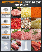 Meat Grinder: [3500W Advanced Motor] [Ultra-Intelligent Thermal Protection] Upgraded Electric Meat Grinder with 6 PCS Stainless Steel Blades&Grinding Plates, Sausage Stuffer Tubes&Kubbe (Black N8)