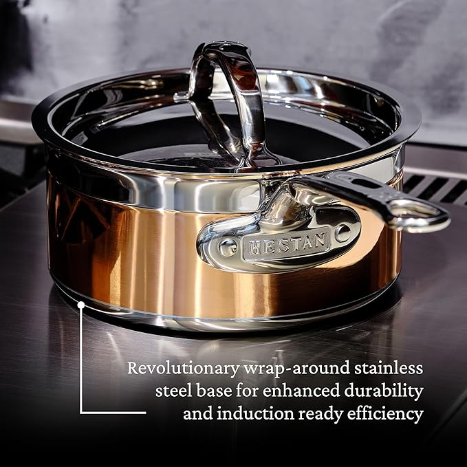Hestan - CopperBond Collection - 100% Pure Copper Sauce Pan, Induction Cooktop Compatible, 1.5 Quart