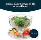 Libbey Selene 6-in-1 Multiuse Glass Server, Punch Bowl, Chip and Dip Bowl, Cake Stand , Clear