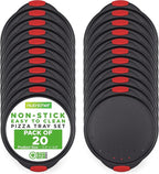 NutriChef 13-Inch Nonstick Pizza Tray Set of 20 Pcs- Carbon Steel Round Pan with Perforated Holes & Silicone Grip Handles - Dishwasher Safe Premium Bakeware