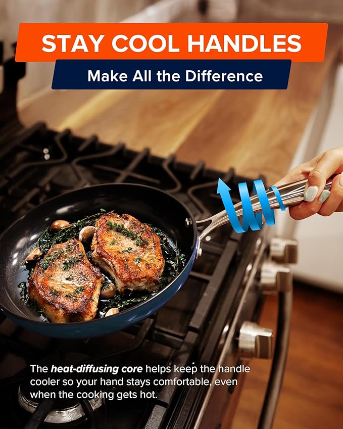 Nuwave Lux 13-Piece Premium Cookware Collection, Healthy G10 Duralon Blue Ceramic Nonstick, Ultra Durable, PFAS-Free, Lightweight & Works on All Cooktops