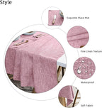 Waterproof Cotton Linen Thick Tablecloths Rectangle Dining Table Cloth, Wipe Clean Indoor & Outdoor Table Cover for Kitchen Party and Banquets, Wrinkle Resistant（54"x120"） Pink