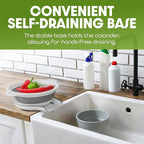 Collapsible Colanders (2 Pack Set) Food Strainers with Over-Sink Water Draining Base for Pasta Fruits and Vegetables (4 and 5 Quart) - White Gray