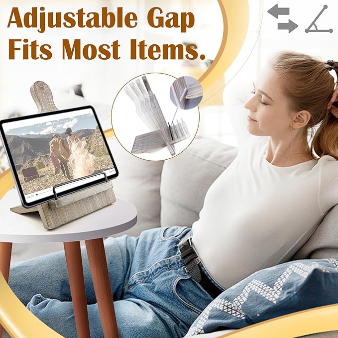 Wood Cookbook Stand Cookbook Holder: Kitchen Adjustable Cookbook Holder Recipe Stand for Counter Gray