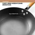imarku NonStick Wok Pan, 12.5 inch Woks & Stir-Fry Pans Nonstick, Cast Iron Wok with Detachable Handle, Easy Clean Nonstick Frying Pan, Compatible with All Cooktops, Best Gifts for Women/Men