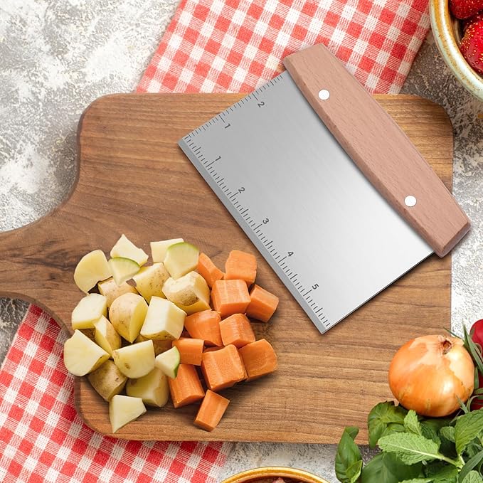 Griddle Scraper for Blackstone, Heavy Duty Stainless Steel Grill Scraper,Dough Scraper Cutter for Bread and Pizza Cutter, Griddle Scraper Chopper Multipurpose Kitchen Utensil for Flat Top Griddle