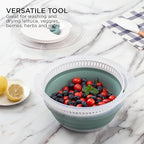 COOK WITH COLOR Collapsible Salad Spinner - 4 QT Space Saving Lettuce Dryer with Folding Collapsible Colander Great for Washing and Drying Fruit and Vegetables (Sage)