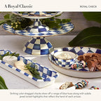 MACKENZIE-CHILDS Enamel Pinch Bowl, Small Bowl for Kitchen Ingredients, 1.5-Cup Capacity, Blue-and-White Royal Check