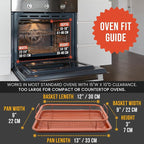 Chef Pomodoro Air Fryer Tray for Oven, Copper Crisper Tray, Air Fryer Pans for Toaster Oven, Air Fryer Basket and Tray 2-Piece Set, Air Fryer Baking Pan, Air Fryer basket for Oven (Rectangle)